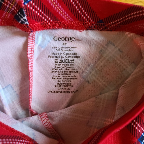George Plaid Design Leggings, 4T, Red - Picture 4 of 6